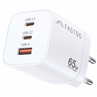картинка Сетевое зарядное устройства Fastoo GaN Charger 65W A+C+C магазин Fastoo являющийся официальным дистрибьютором в России 